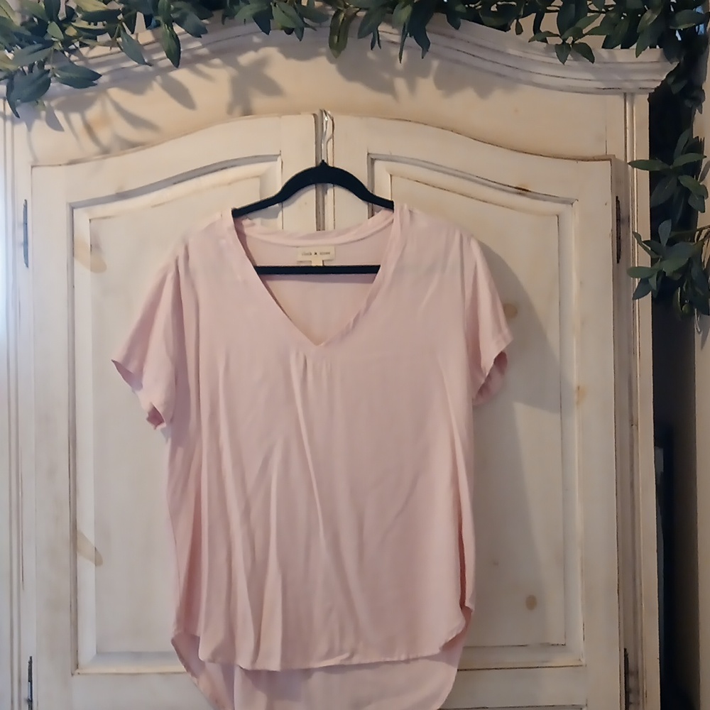 Cloth & Stone Light Blush Pink V Neck T Shirt Top Size S M